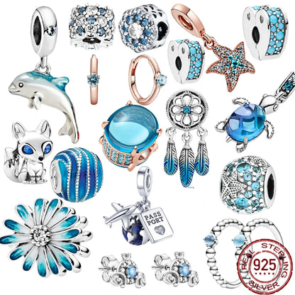 925 Sterling Silver Blue Ocean Charms Fit Pandora