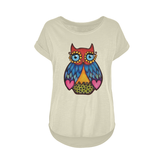 DAISY OWL Women's Long Slub T-Shirt XS-5XL