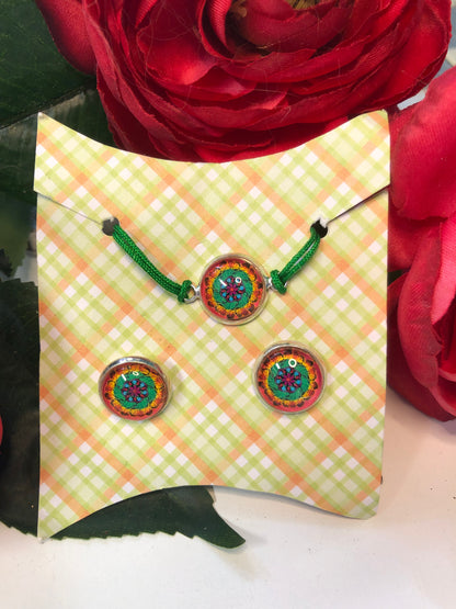 Mandala bracelet and earrings