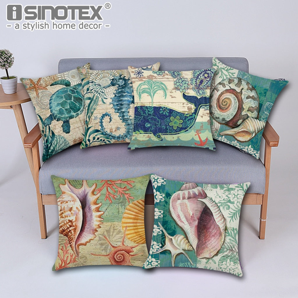 Vintage Nordic Ocean Cushion Cover 43cm