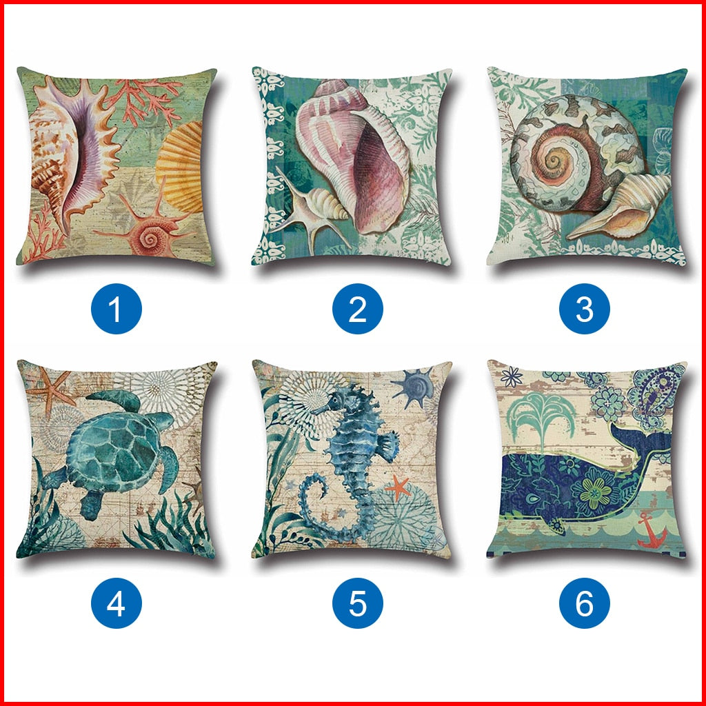 Vintage Nordic Ocean Cushion Cover 43cm