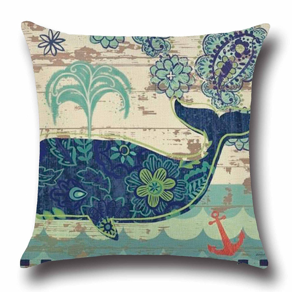 Vintage Nordic Ocean Cushion Cover 43cm