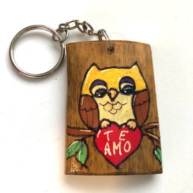 Artesanía -  Te Amo - llavero buho amarillo