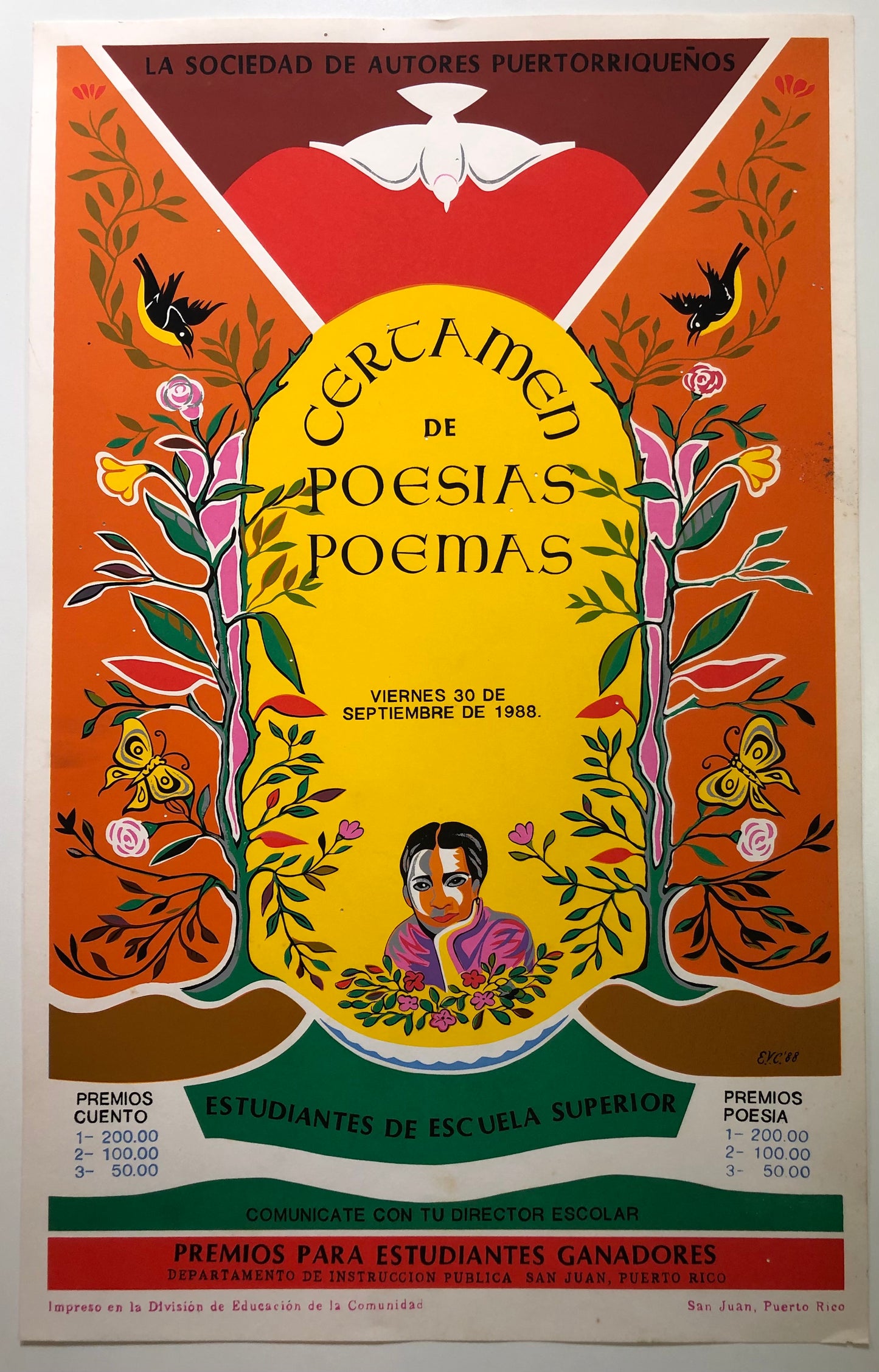 Cartel - Certamen de Poesias y Poemas