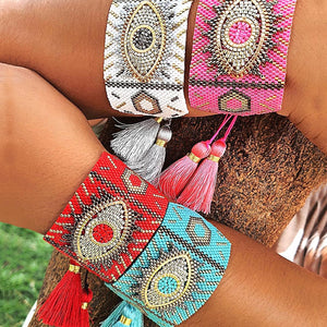 Boho Turkey Evil Eye Bracelet Tassel
