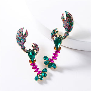 Multicolor Crystal Lobster Earrings