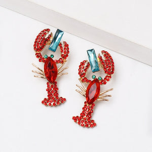 Multicolor Crystal Lobster Earrings