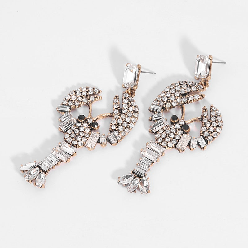 Lobster Crystal Earrings