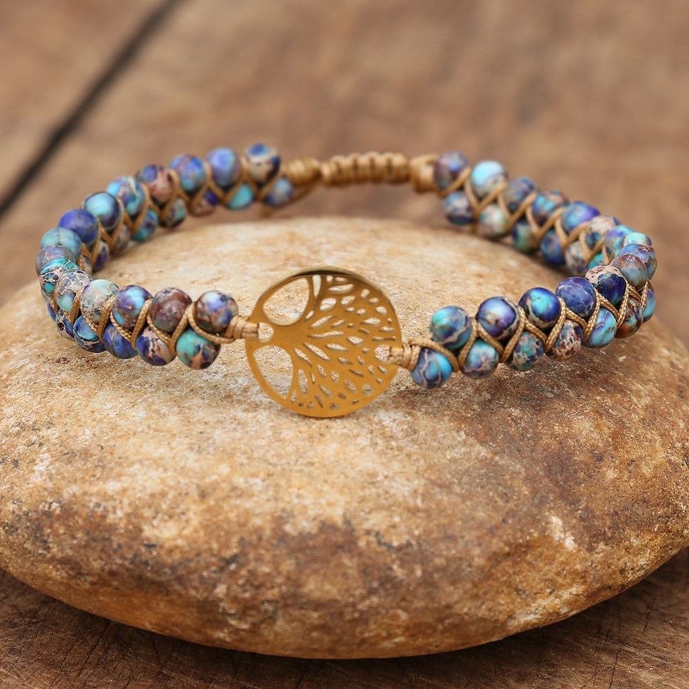 Boho Double Layer Natural Stone Jasper Bracelets