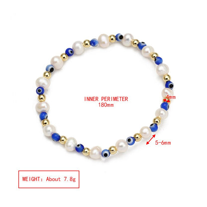 Boho Lucky Eye Pearl Metal Beads Bracelet