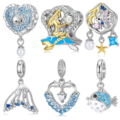 925 Sterling Silver Blue Sea World Mermaid
