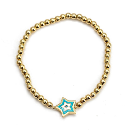 Boho Lucky Eye Pearl Metal Beads Bracelet