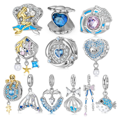 925 Sterling Silver Blue Sea World Mermaid