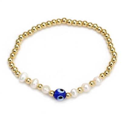 Boho Lucky Eye Pearl Metal Beads Bracelet