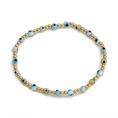 Boho Lucky Eye Pearl Metal Beads Bracelet