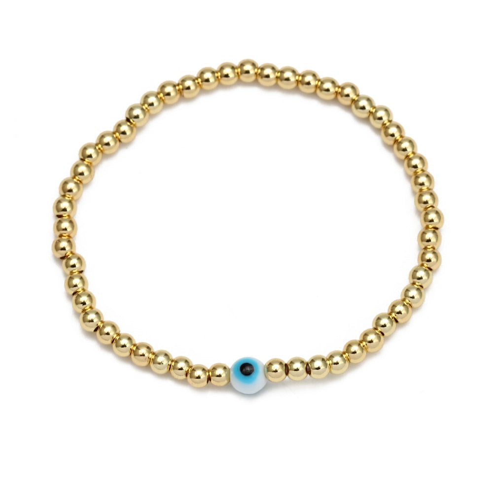 Boho Lucky Eye Pearl Metal Beads Bracelet