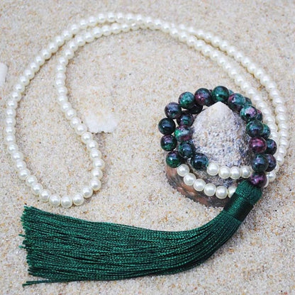 BOHO Natural Stone Beaded Tassel Necklace