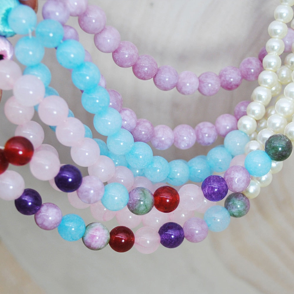 BOHO Natural Stone Beaded Tassel Necklace
