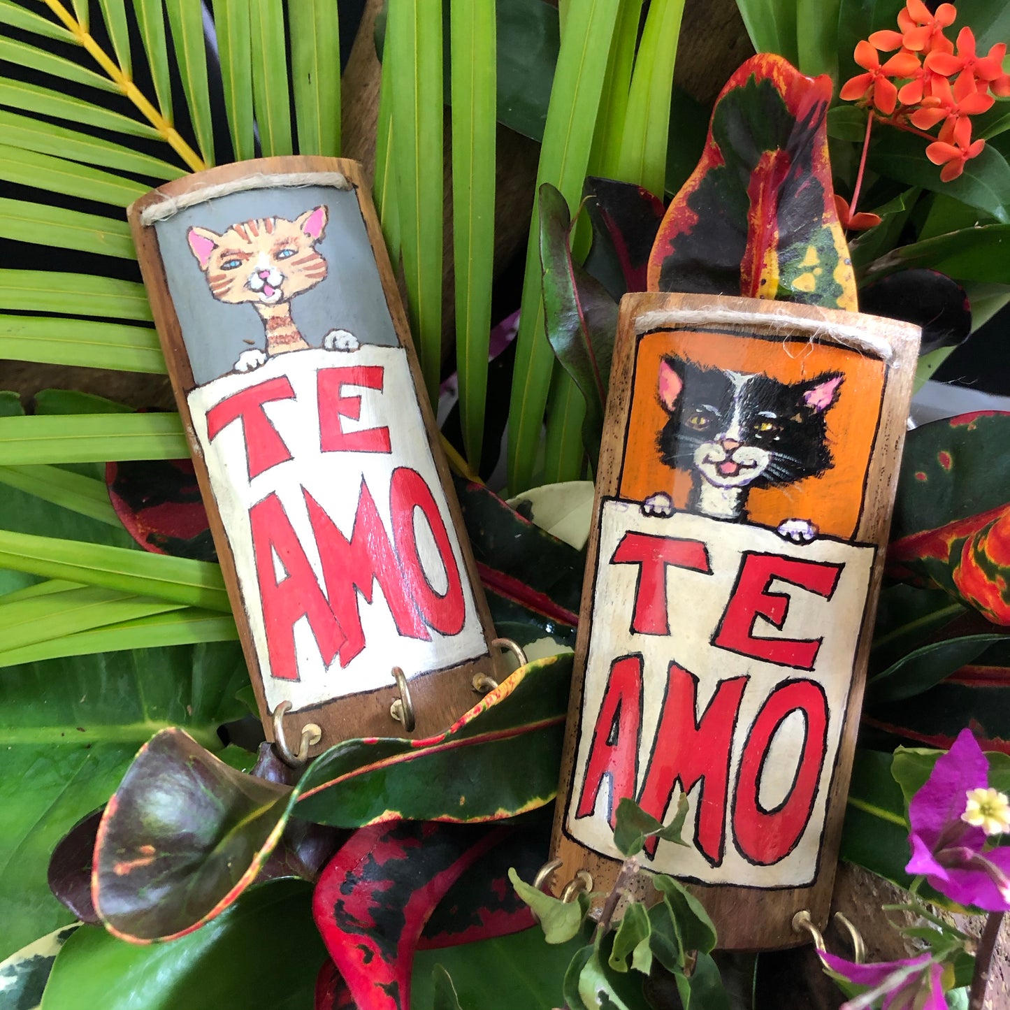 Artesanía - Te amo keys holder (ginger cat)