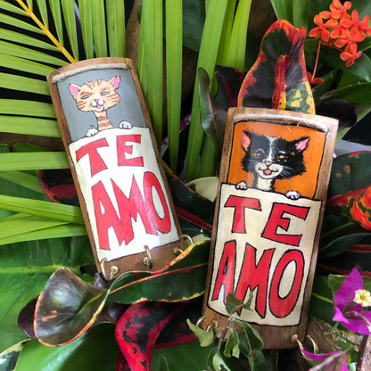 Artesanía - Te amo keys holder (ginger cat)