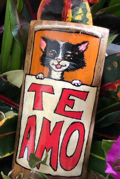Artesanía - Te amo keys holder (tuxedo cat)