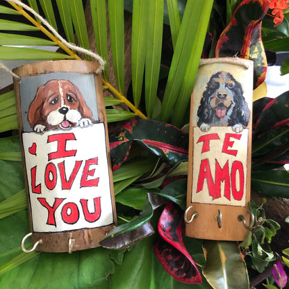 Artesanía - Te amo keys holder (black dog)