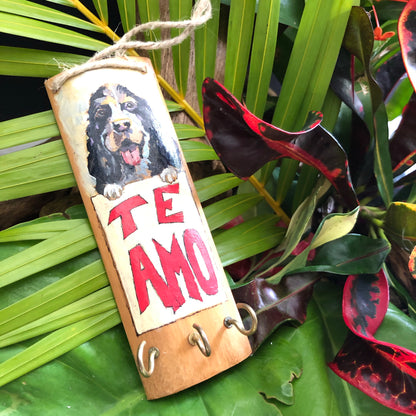 Artesanía - Te amo keys holder (black dog)