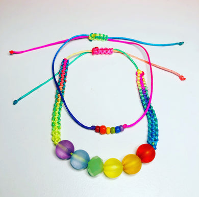 Boho PRIDE macrame bracelets set of 2