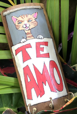 Artesanía - Te amo keys holder (ginger cat)