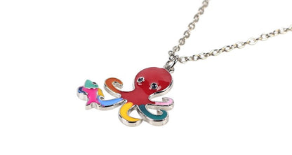 Metal Alloy Enamel Octopus Necklace