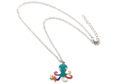 Metal Alloy Enamel Octopus Necklace