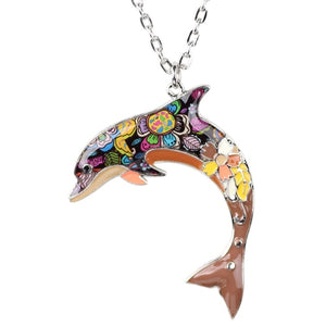 Metal Alloy Choker Dolphin Necklace