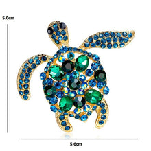 Green Rhinestone Turtle Brooches