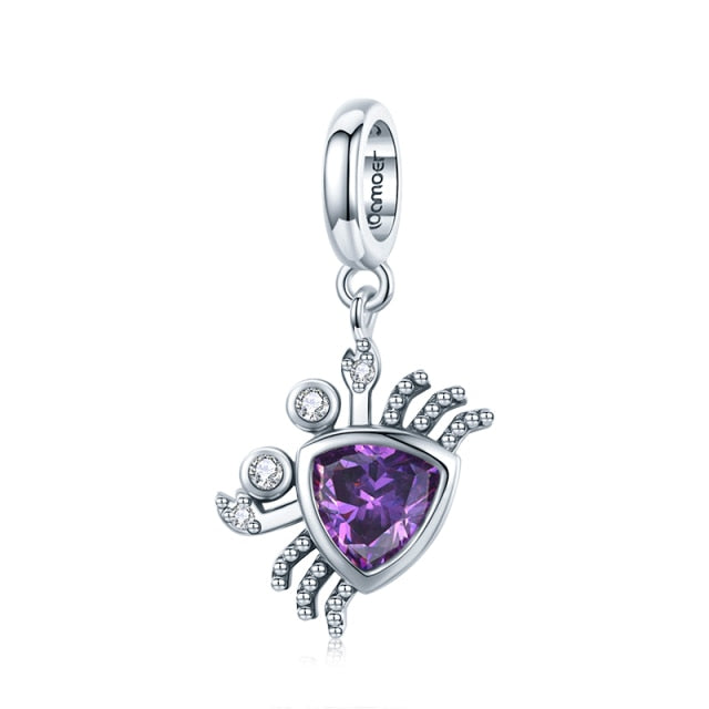 925 Sterling Silver PURPLE CRAB Charm