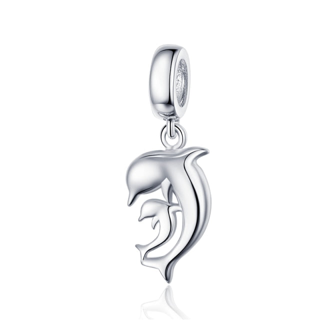 925 Sterling Silver MOM AND BABY DOLPHIN Charm