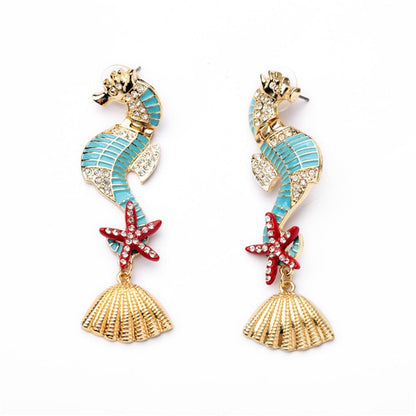 Gorgeous colourful seahorses earrings