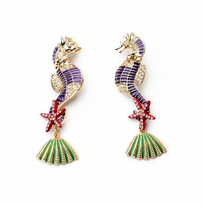 Gorgeous colourful seahorses earrings