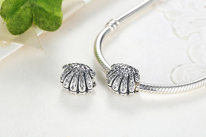 925 Sterling Silver Shell Crystals Charm