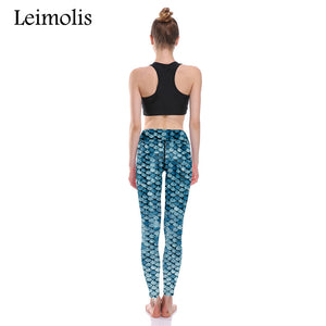Fish scale mermaid fitness leggings