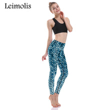 Fish scale mermaid fitness leggings