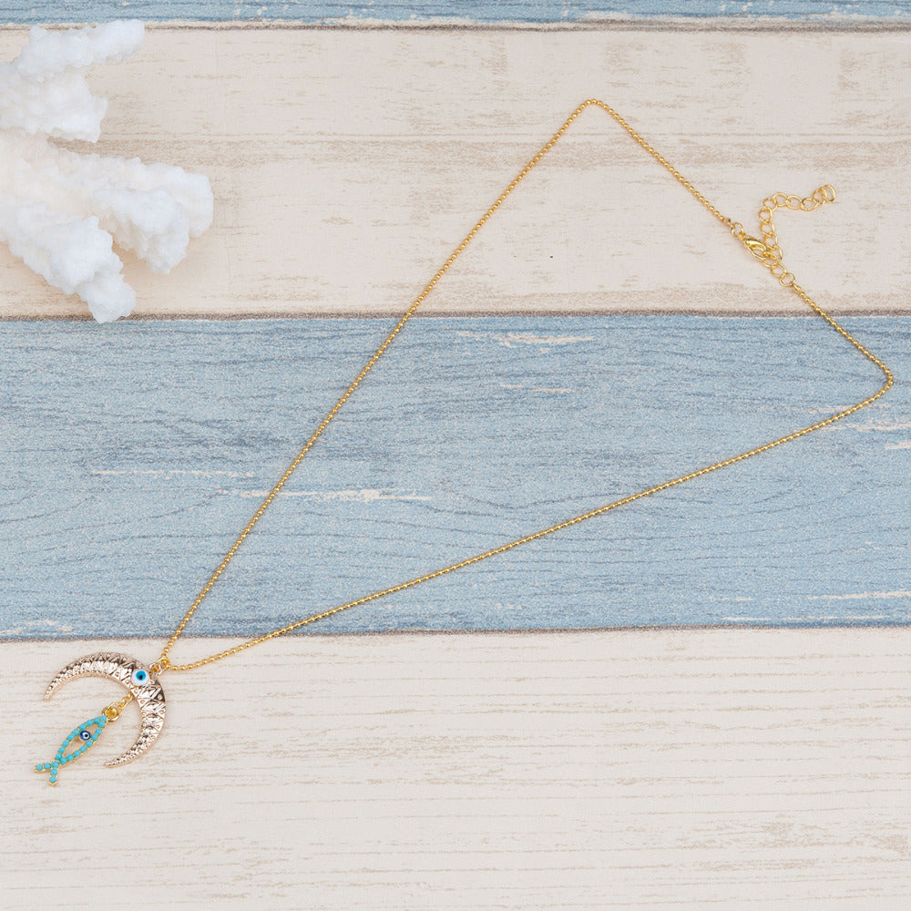Blue Fish & Lucky Eye Necklace