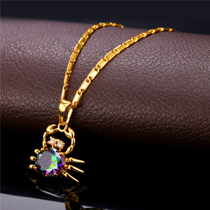 Gold Color Crab Charm Necklace