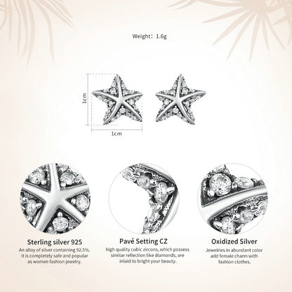 925 Sterling Silver Starfish Earrings