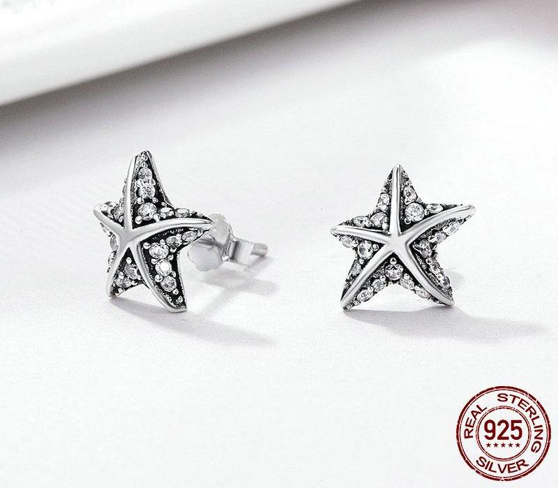 925 Sterling Silver Starfish Earrings