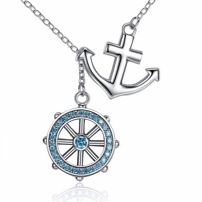 Sterling Silver 925 Anchor & Rudder Pendants & Necklaces