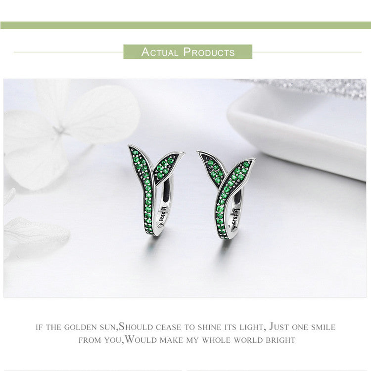 925 Sterling Silver Green Earrings