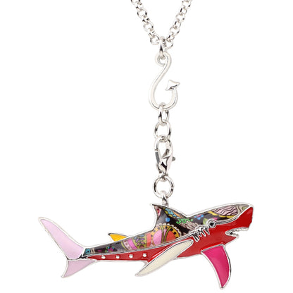 Enamel Metal Shark Necklace