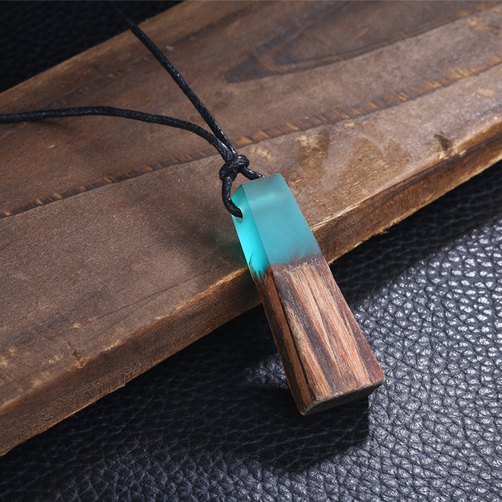 BOHO Colored Resin Trapecio Wood Pendant