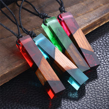 BOHO Colored Resin Diagonal Wood Pendant