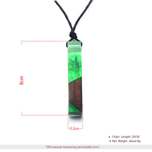 BOHO Colored Resin Diagonal Wood Pendant